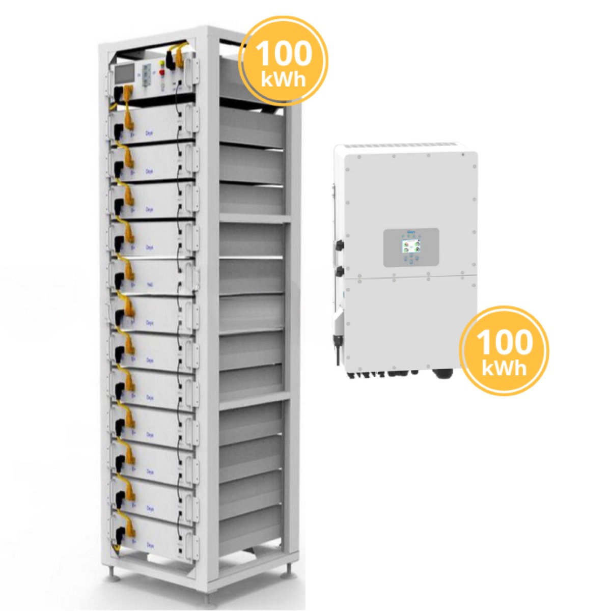 DEYE 100kW Хибриден Инвертор с 100kW Индустриални Батерии IP20 – Пълен Фотоволтаичен Енергиен Комплект