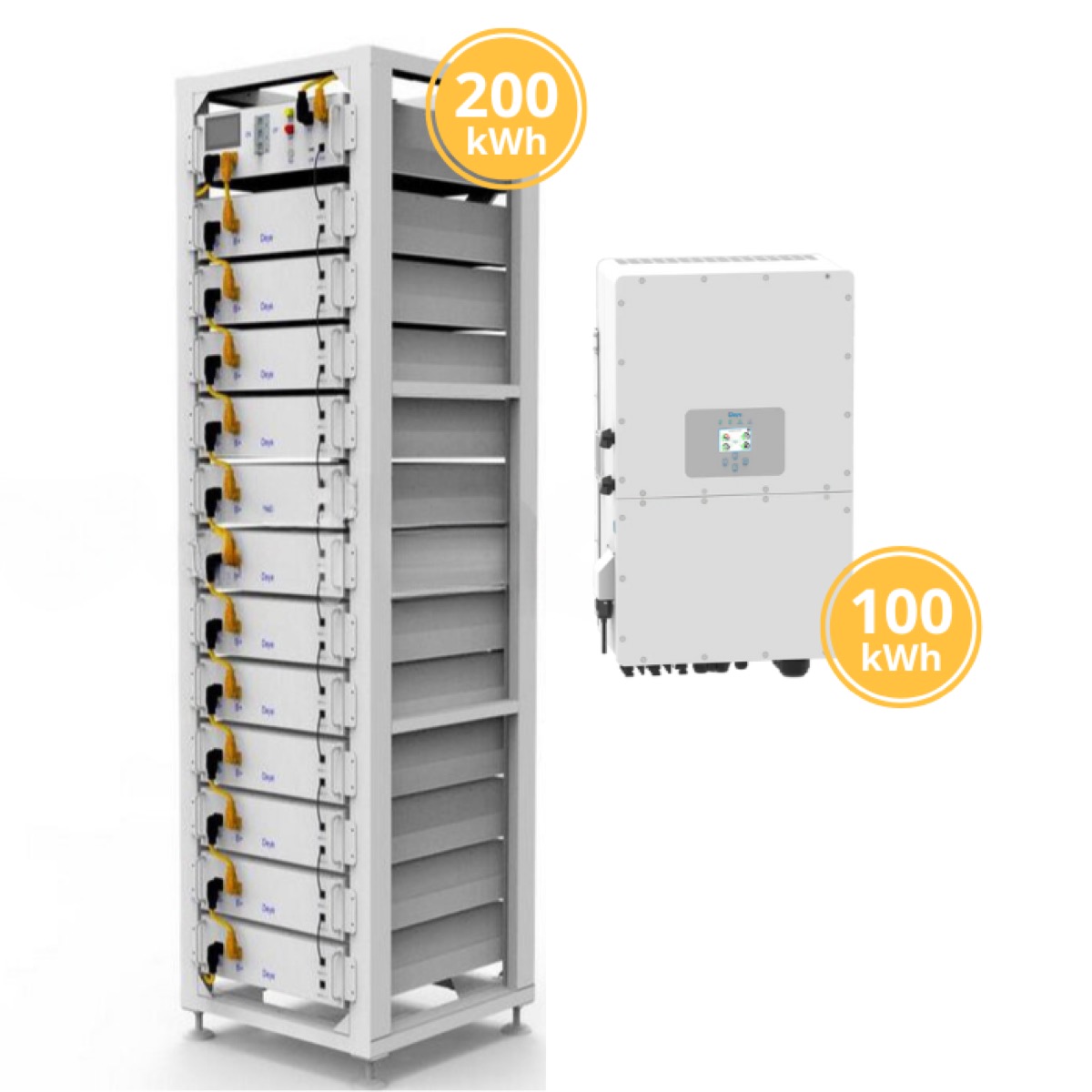 DEYE 100kW Хибриден Инвертор с 200kW Индустриални Батерии IP20 – Пълен Фотоволтаичен Комплект за Индустрия